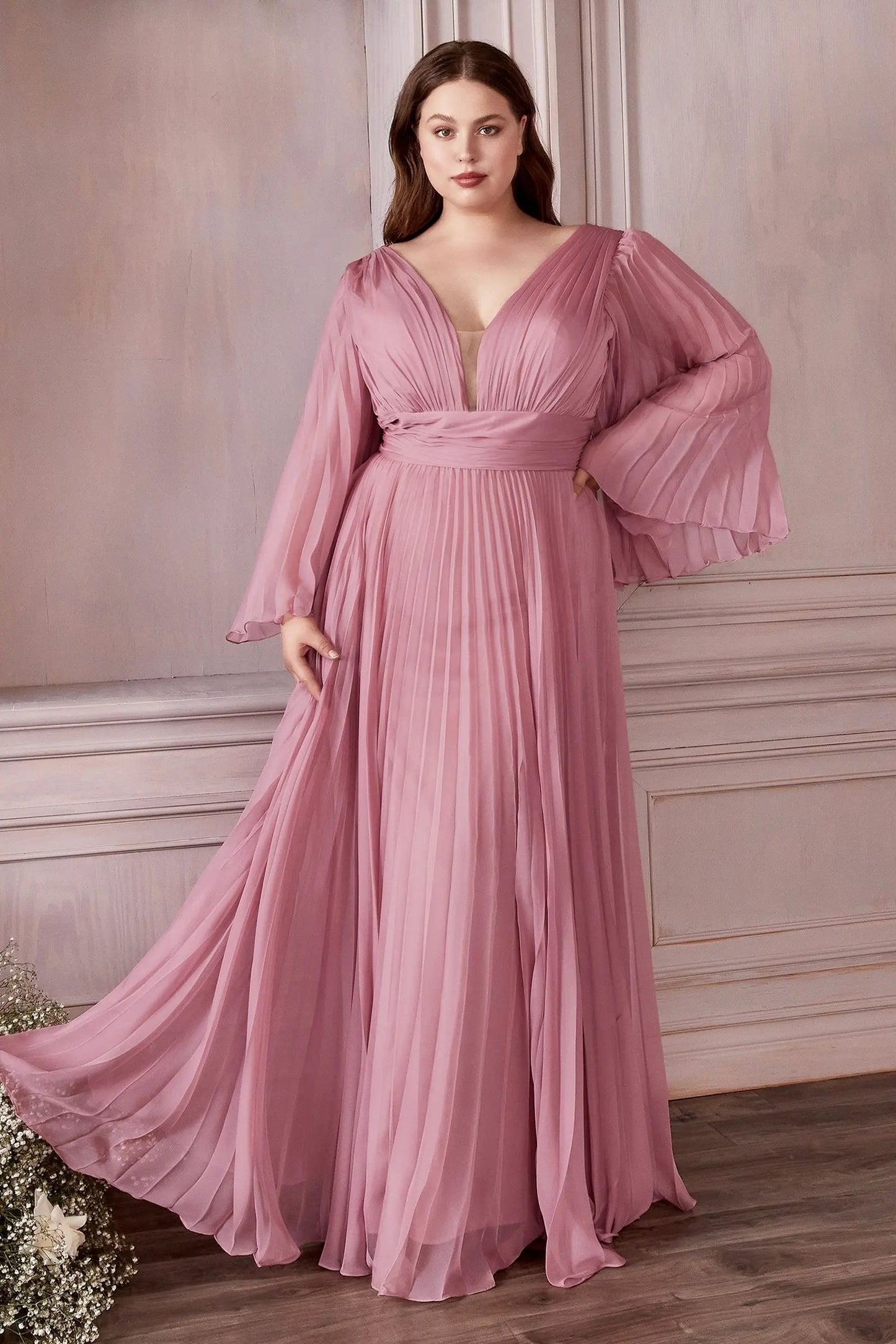 Long Sleeve Chiffon Gown by Tux-USA