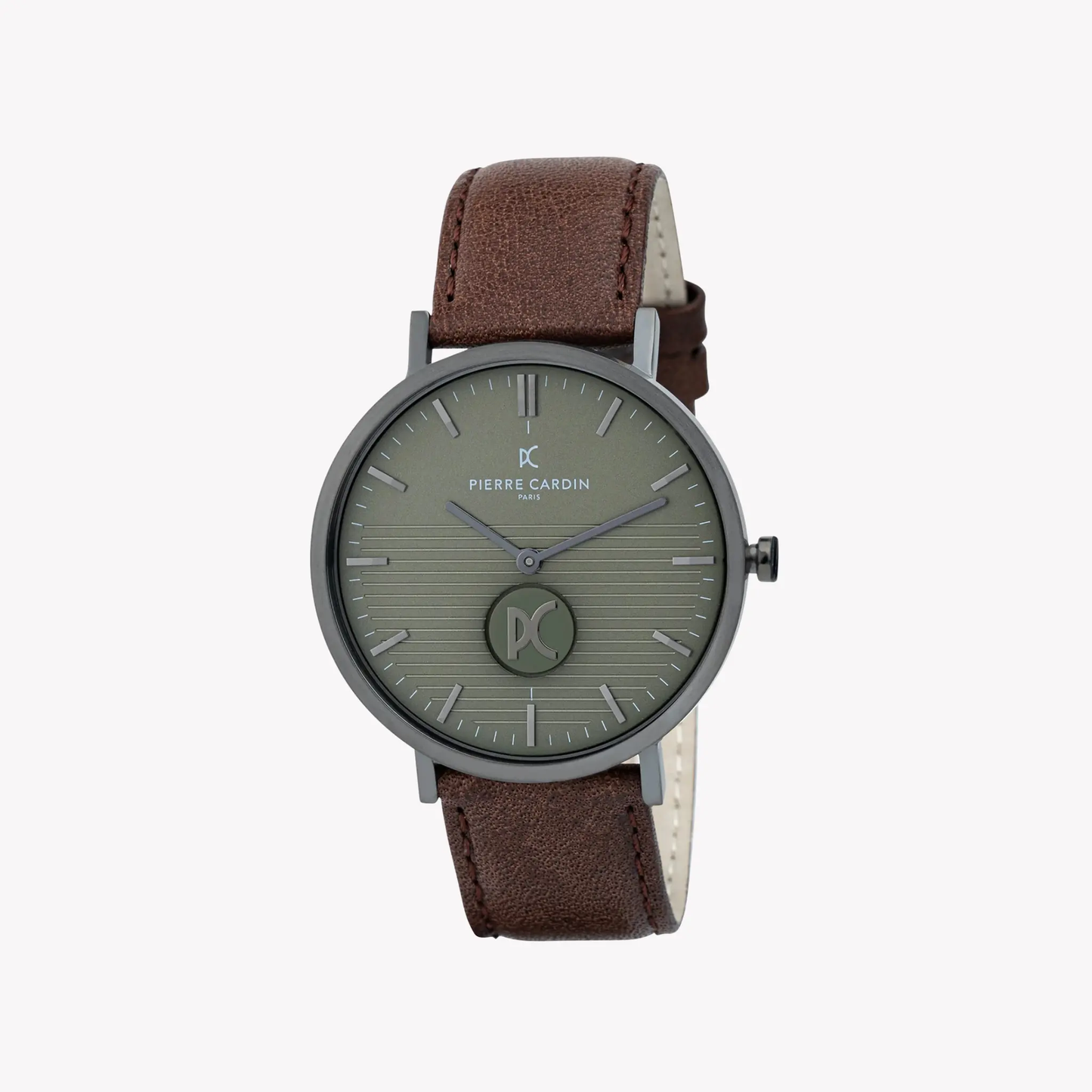 Pierre Cardin Men's Brown Leather Watch, Black Dial | Cbv.1047 by PIERRE CARDIN