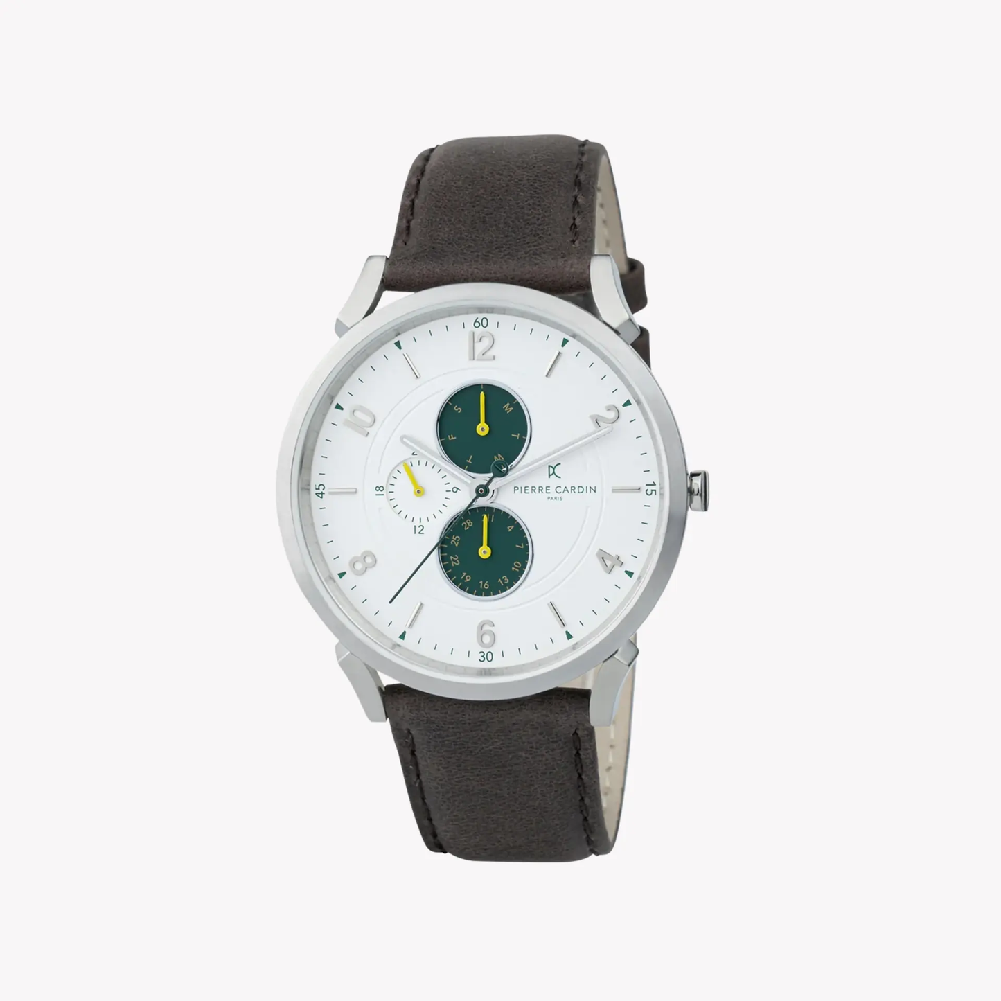 Pierre Cardin Men's Brown Leather Watch, Silver Case | Cpi.2057 by PIERRE CARDIN