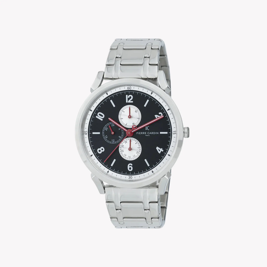 Pierre Cardin Men's Silver Stainless Steel Watch, Black Dial | Cpi.2083 by PIERRE CARDIN