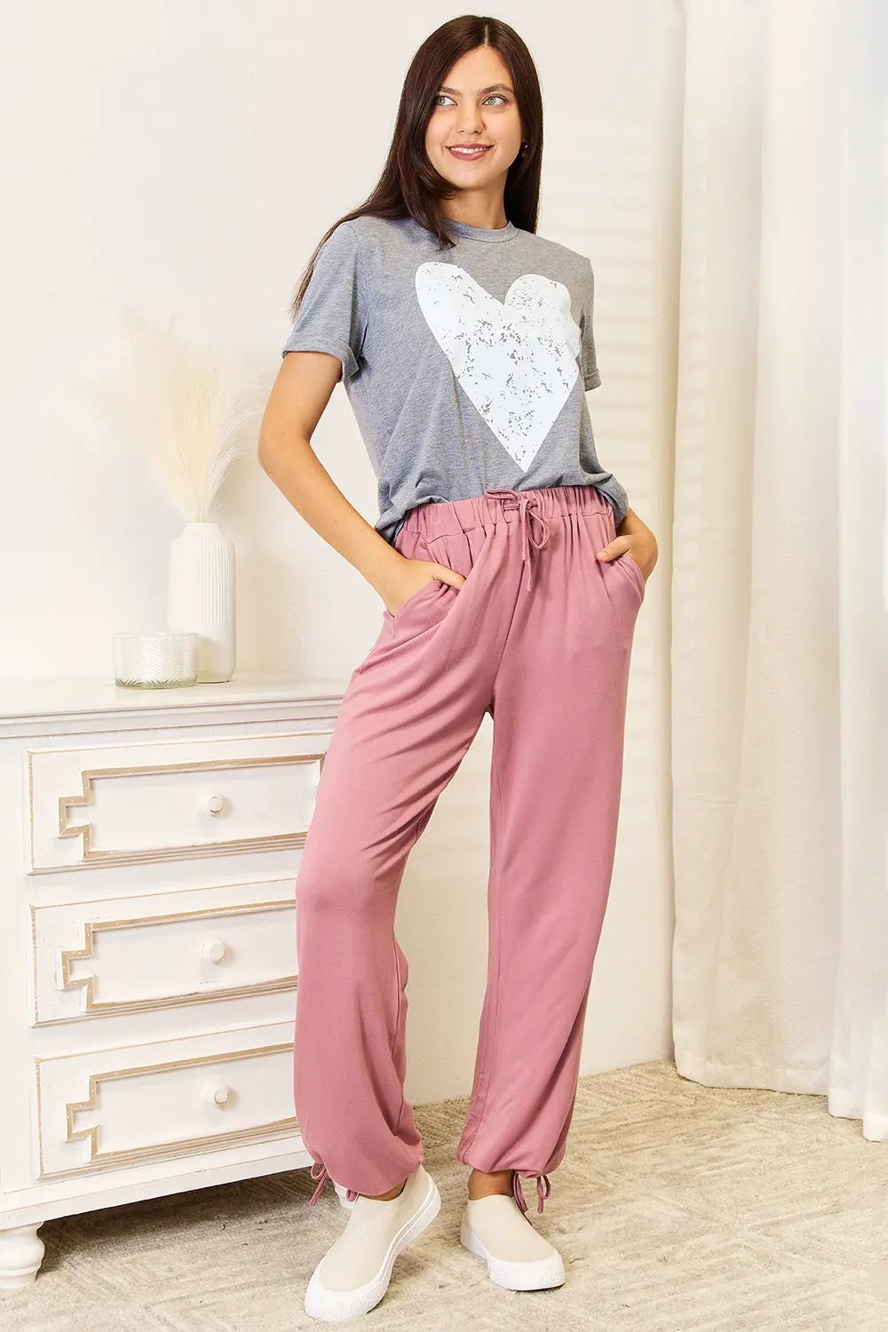 Simply Love Heart Graphic Cuffed Short Sleeve T-Shirt by Partner Label