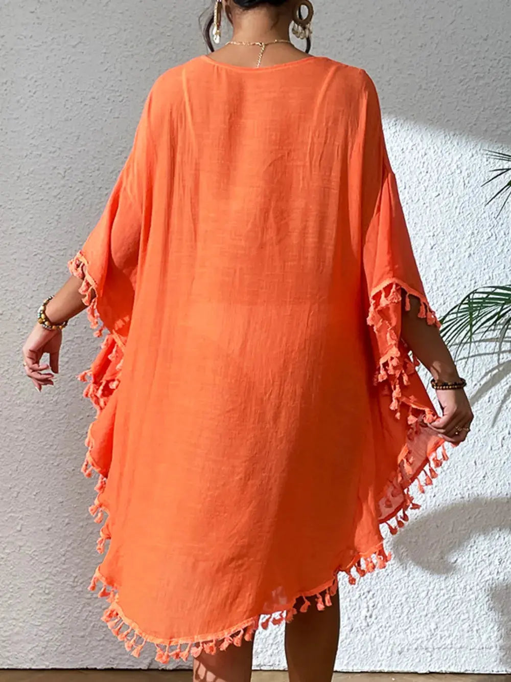 Tassel Cutout Scoop Neck Cover-Up Dress by Partner Label