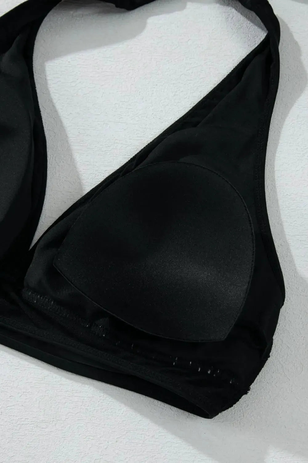 Sheer Mesh Edged Halter V Neck Push Up Bikini Set by Partner Label