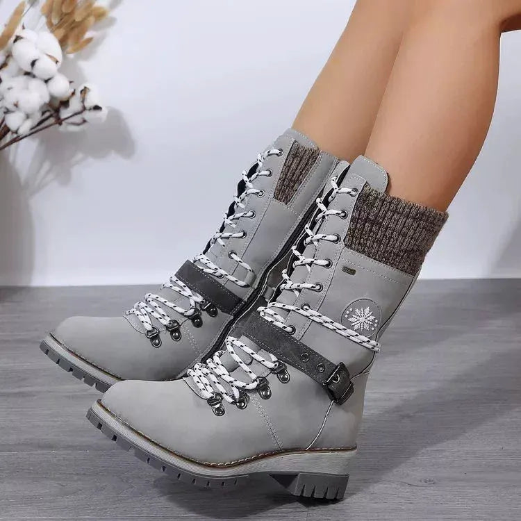 Lace Up Block Heel Boots by Partner Label