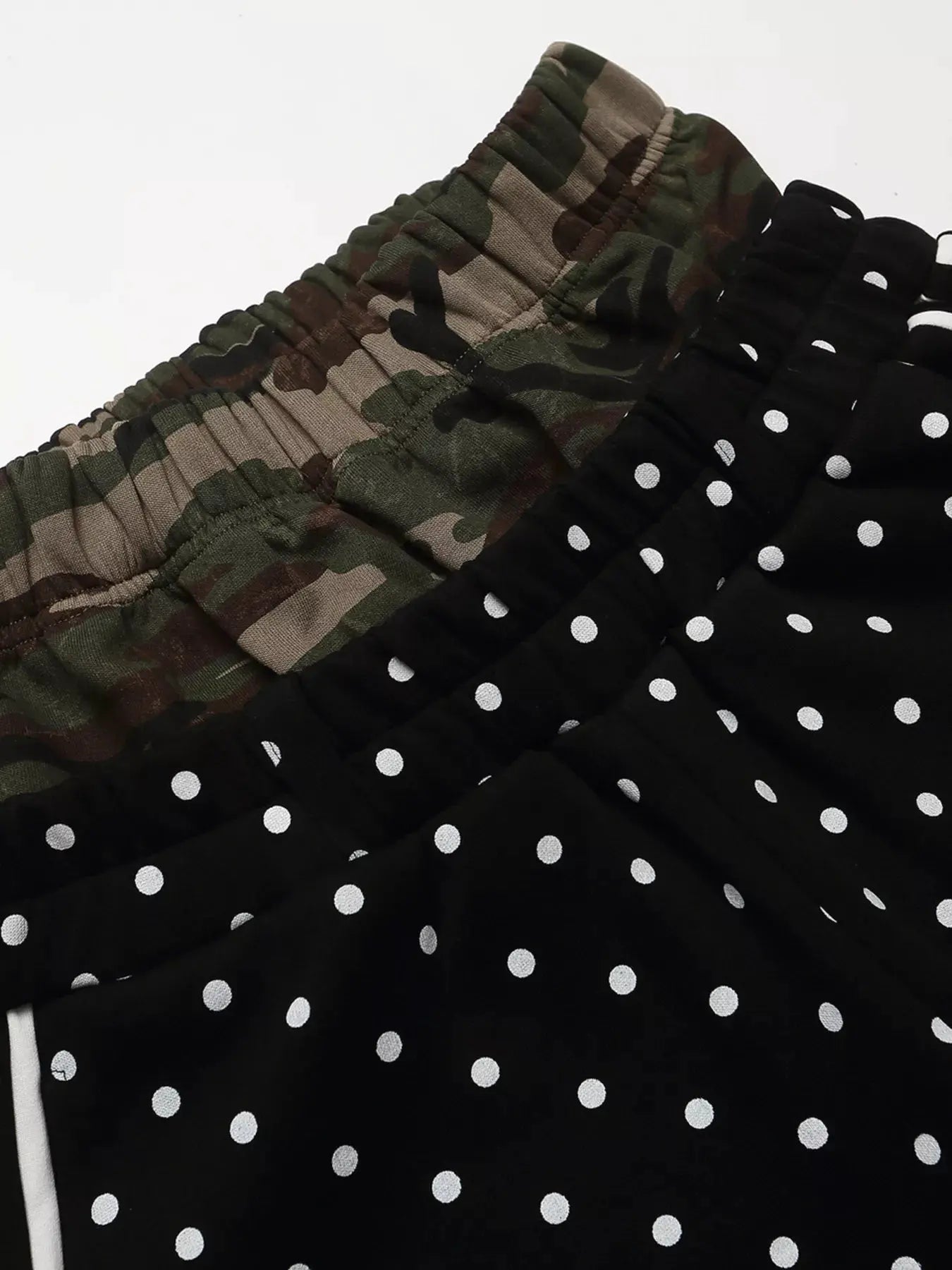 Men's Polka Dot Boxing Shorts with Camouflage Waistband by Trendsi
