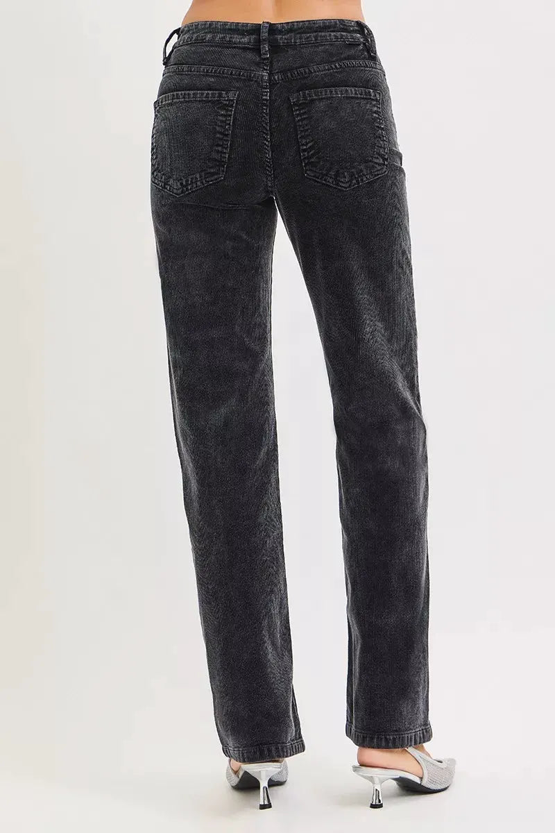 RISEN Tummy Control Mid Rise Straight Leg Corduroy Pants by RISEN