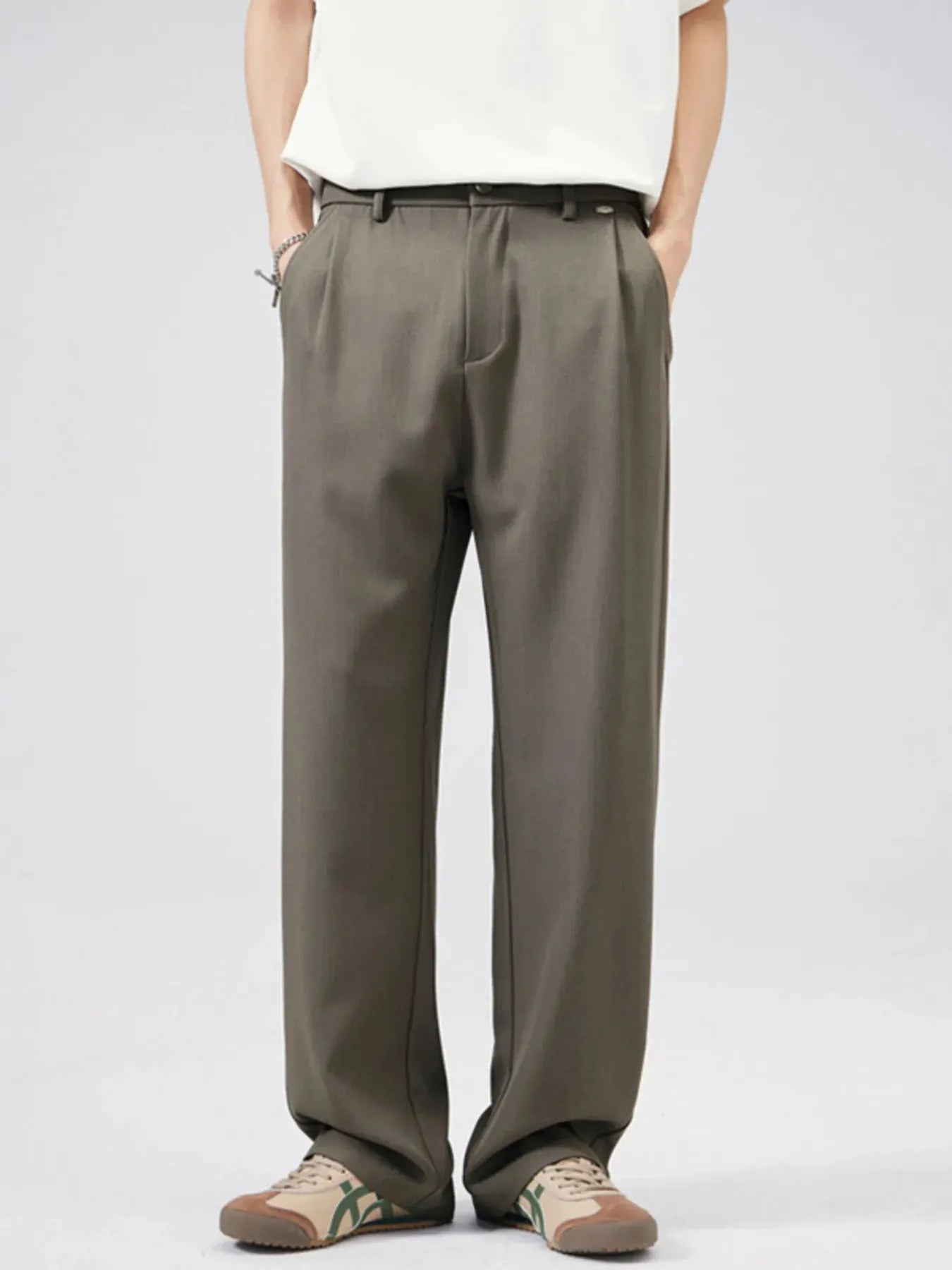 Men's Full Size Wide Leg Pleated Pants Plus Size by Trendsi