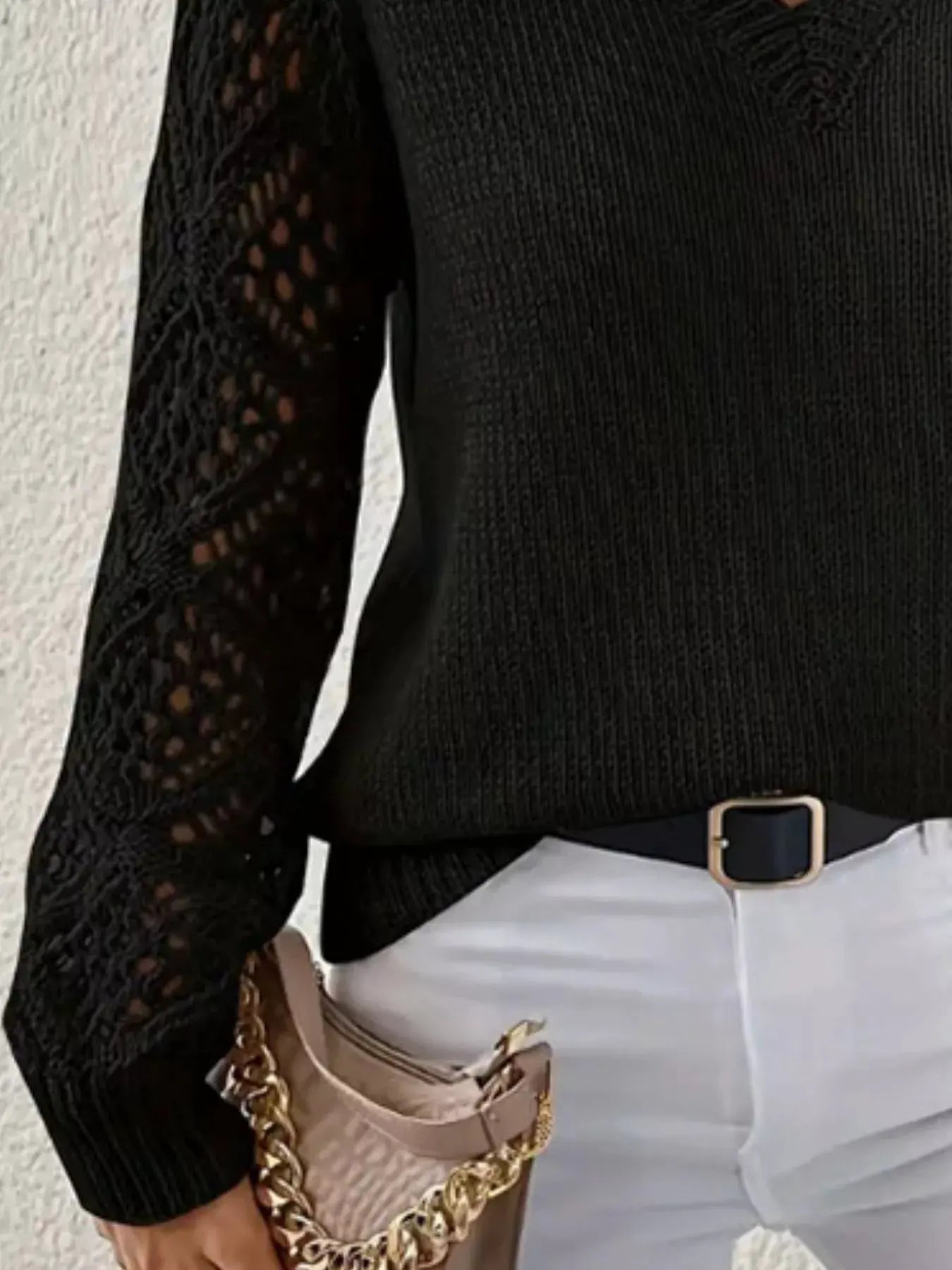 V‑Neck Hollow‑Out Sleeve Knit Sweater | Partner Labels Selection by Partner Label
