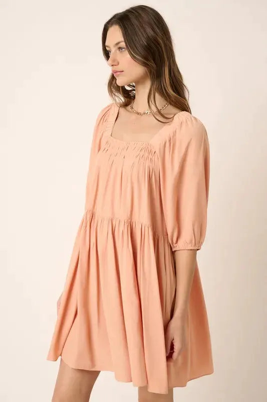 Mittoshop Pintuck Detail Tie Back Mini Dress by Mittoshop