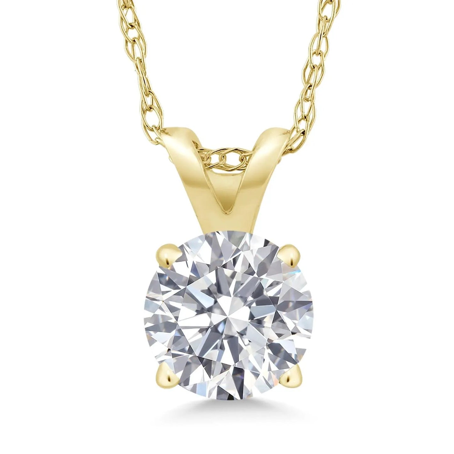 1 Ctw Round Lab Grown Diamond Pendant Necklace in 14K Gold (AGI Certified) by Equanimity Essence