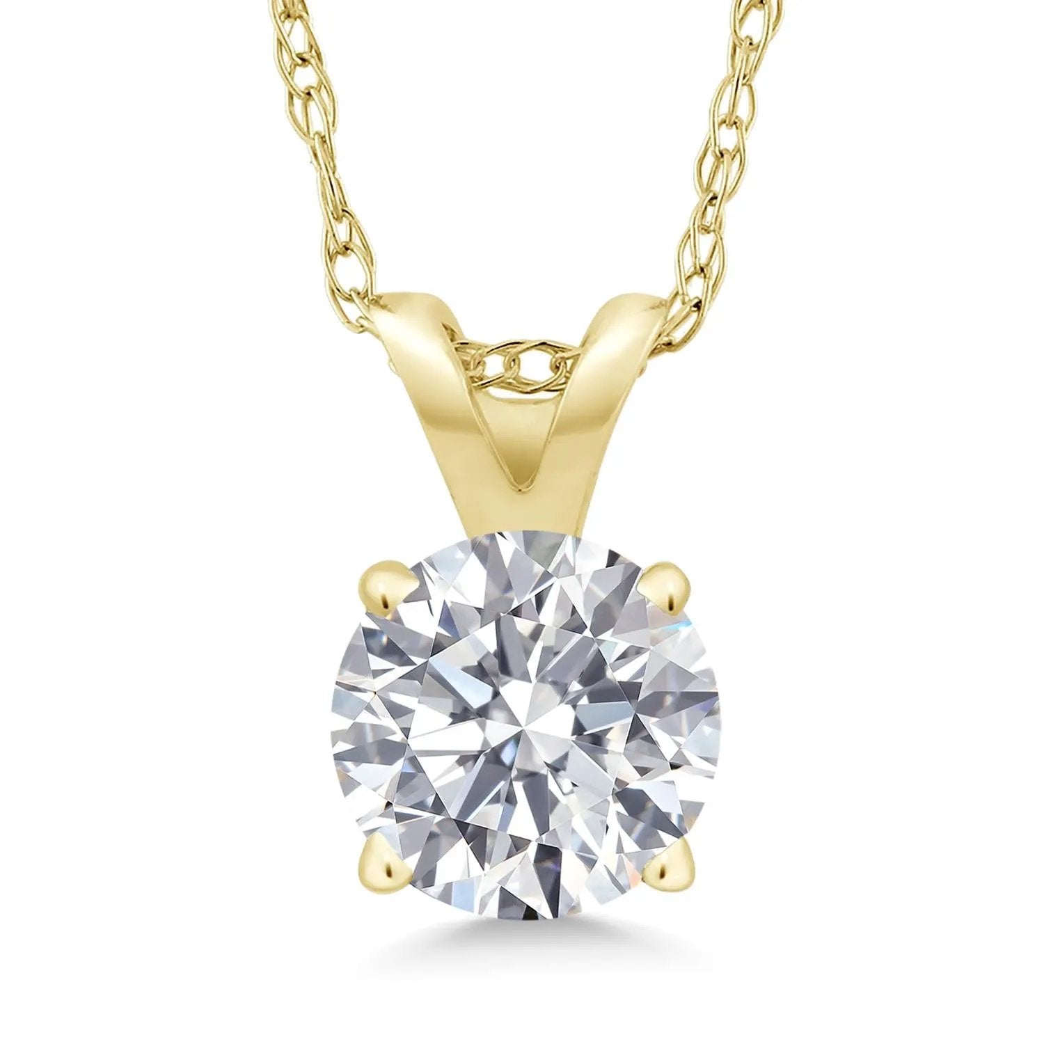 1 Ctw Round Lab Grown Diamond Pendant Necklace in 14K Gold (AGI Certified) by Equanimity Essence