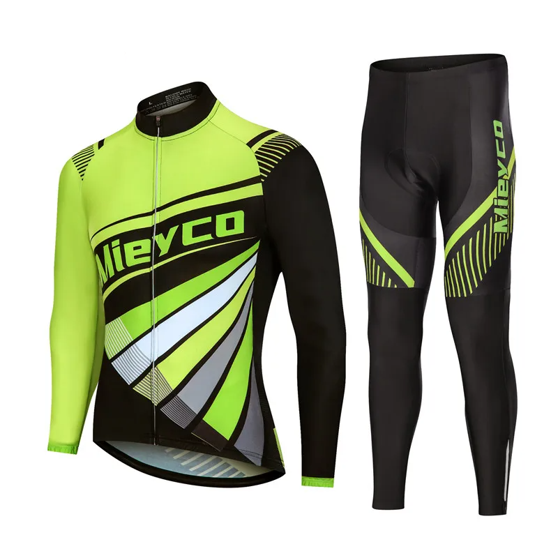 Men Long Sleeve Cycling Jersey Set MTB Road Bike Breathable Outdoor Cycling Suit-7