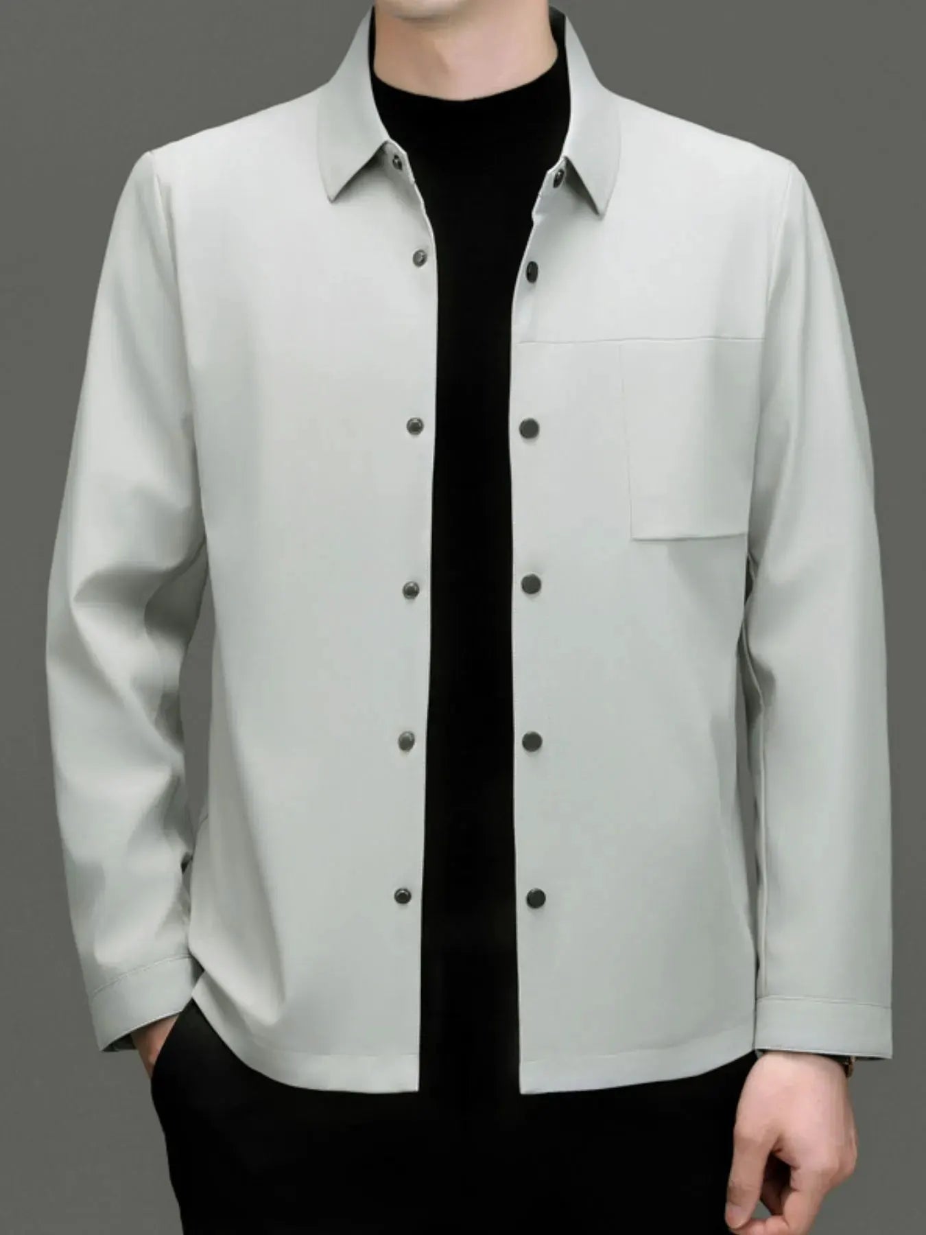 Men's Plus Size Button Up Long Sleeve Jacket by Partner Label