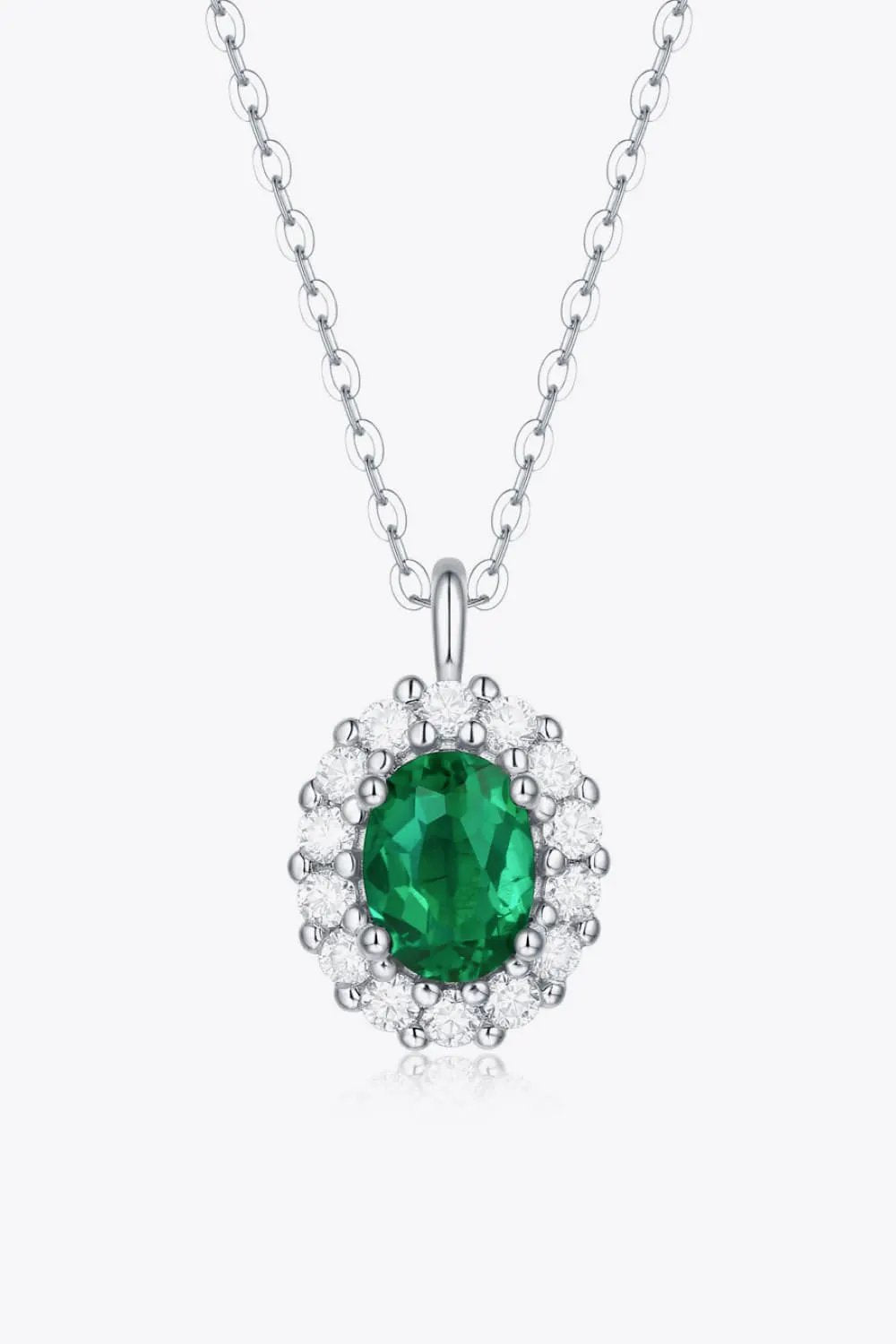 1.5 Carat Lab-Grown Emerald 925 Sterling Silver Necklace by Partner Labels