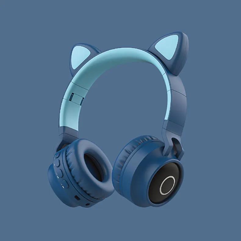 LED Light Cat Ear Headphones Wireless Bluetooth 5.0 Headset Portable Foldable Kids Headphone With Microphone Best Gift by Maiden-Art