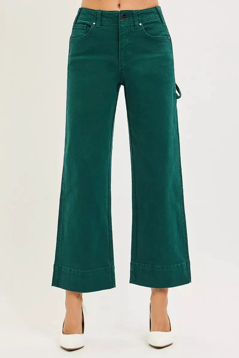 RISEN Tummy Control High Rise Crop Wide No Waist Band Pants by RISEN