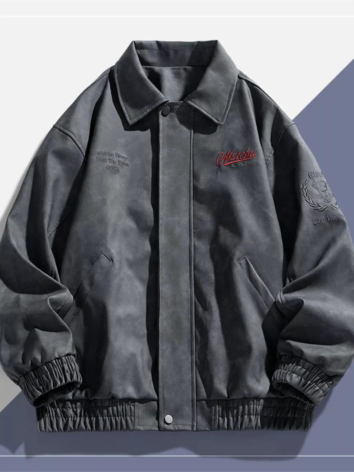 Men's Plus Size Embroidered Elastic Waist Casual Jacket by Trendsi