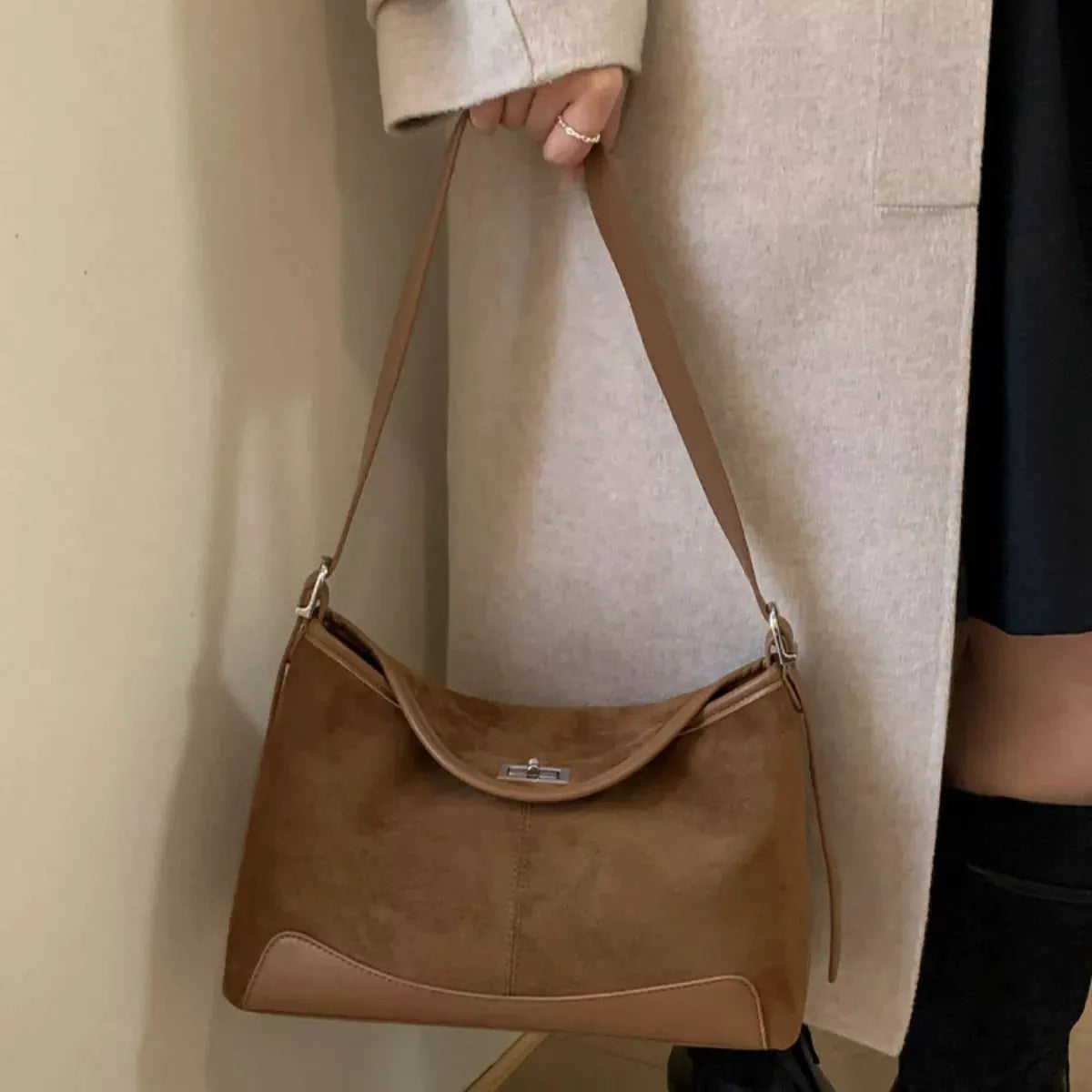 Suede Crossbody Bag with Adjustable Strap by Partner Label