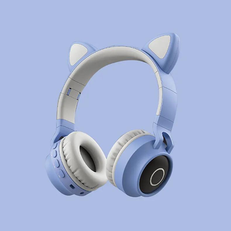 LED Light Cat Ear Headphones Wireless Bluetooth 5.0 Headset Portable Foldable Kids Headphone With Microphone Best Gift by Maiden-Art