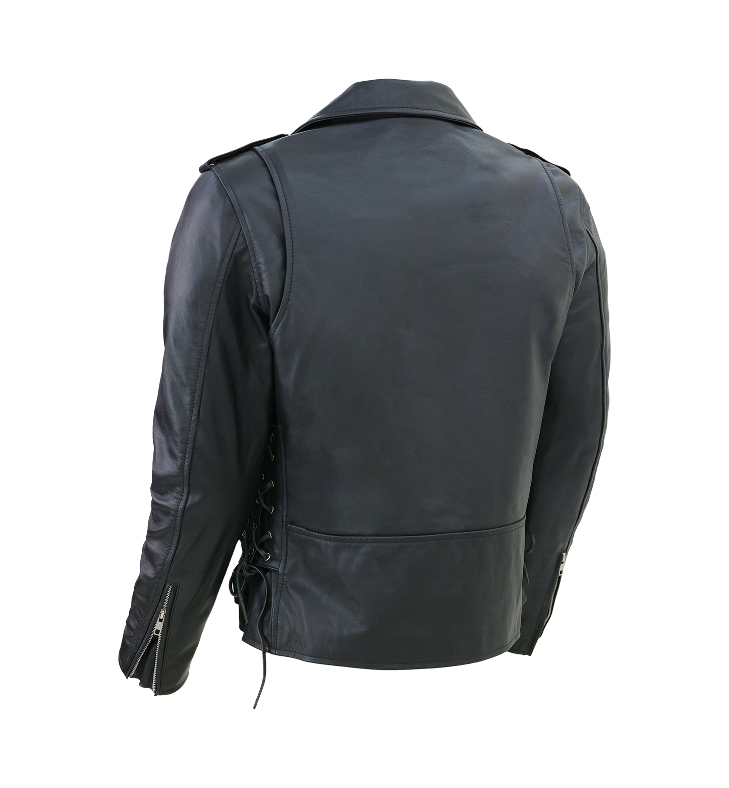 Kaan Zipper Leather Biker Jacket for Men's Black by Inland Leather Co