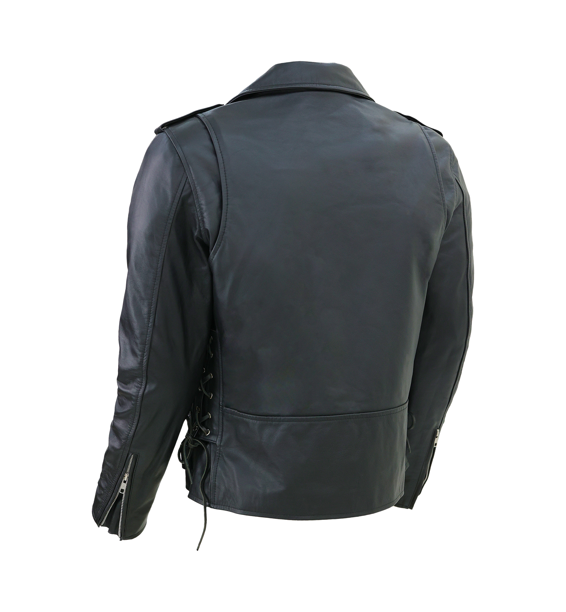 Kaan Zipper Leather Biker Jacket for Men's Black by Inland Leather Co