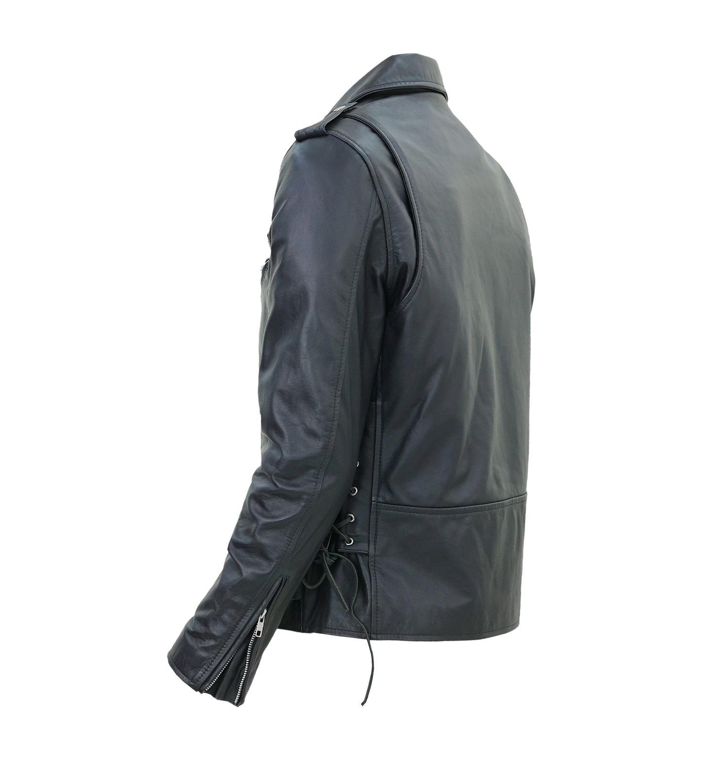 Kaan Zipper Leather Biker Jacket for Men's Black by Inland Leather Co