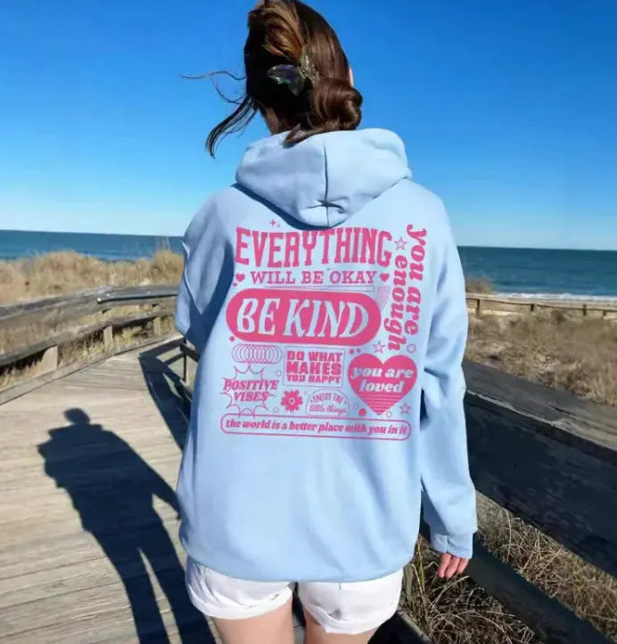 Hoodie Cozy Vibes Everything Will Be Okay Be Kind - Allesgood by Allesgood