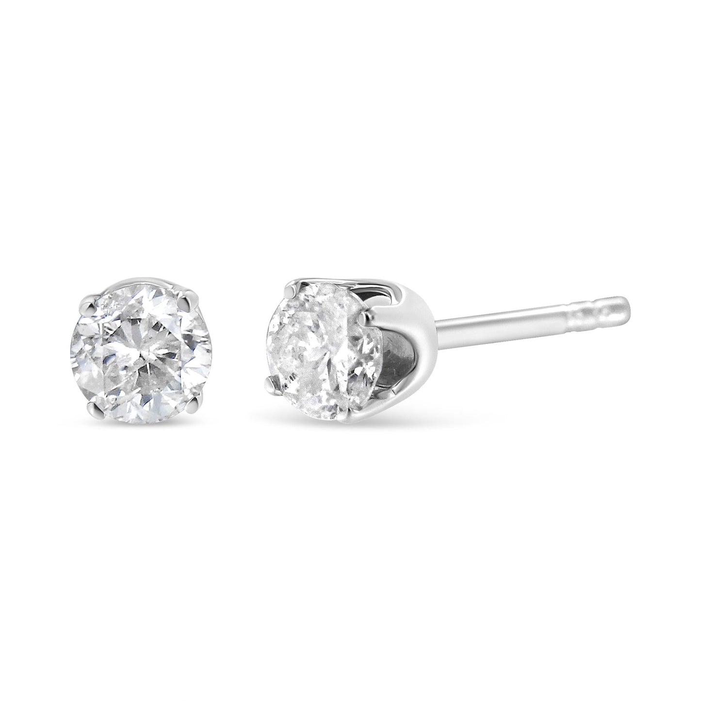 14K White Gold 5/8 Cttw Round Brilliant-Cut Lab Grown Diamond Classic 4-Prong Push back Stud Earrings (F-G Color, VS1-VS2 Clarity)-1