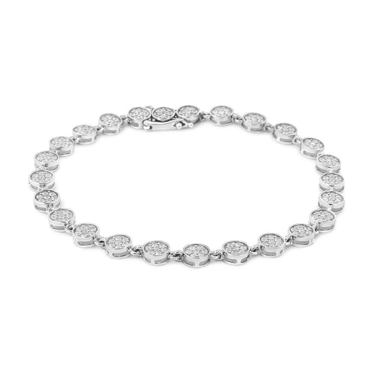 .925 Sterling Silver 2.0 Cttw Round Diamond Link Bracelet (G-H Color, I1-I2 Clarity) - 7.25"-1