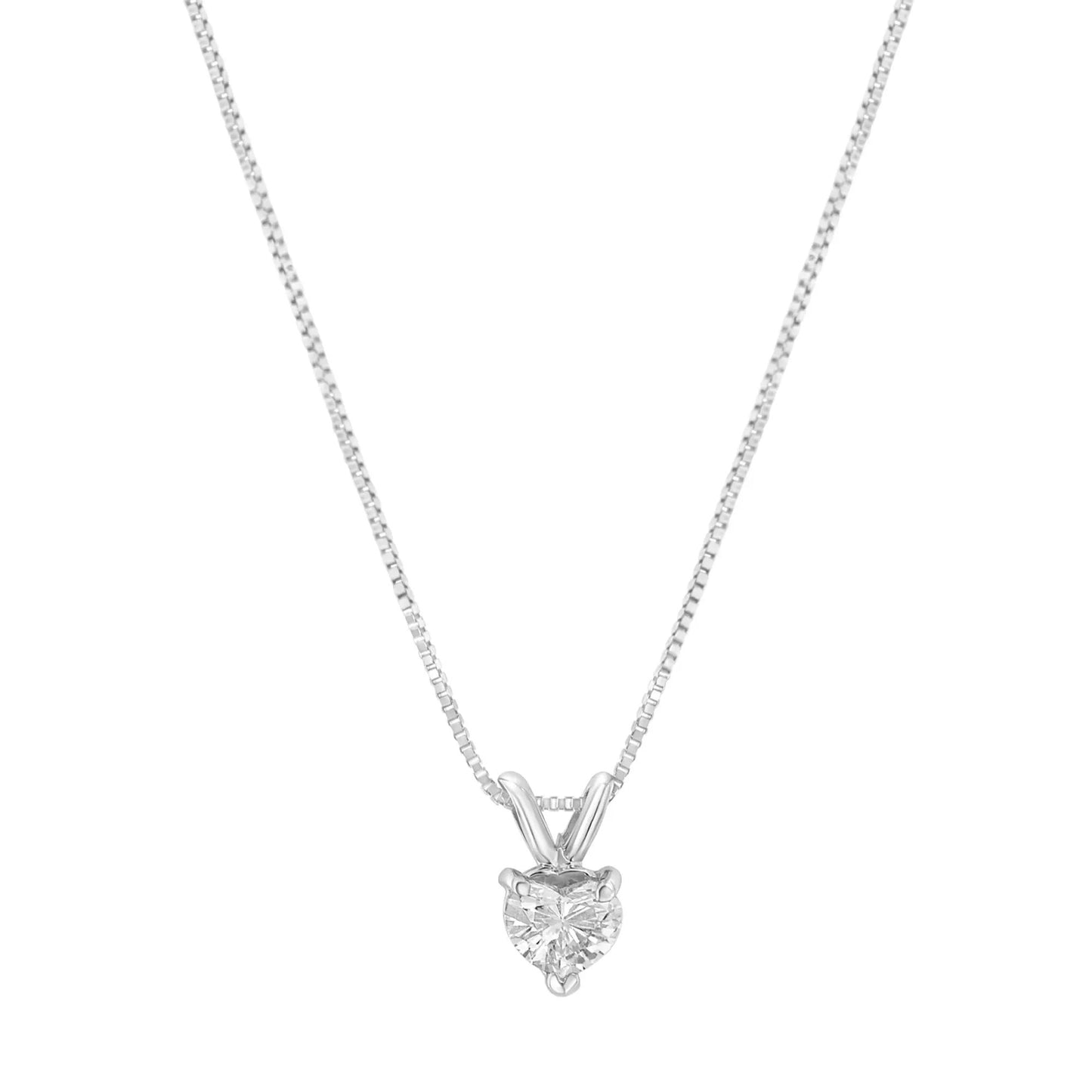 10K White Gold Diamond 3 Stone Trio Heart Stud Necklace (I-J Color, I1-I2 Clarity) by Infinite Jewels