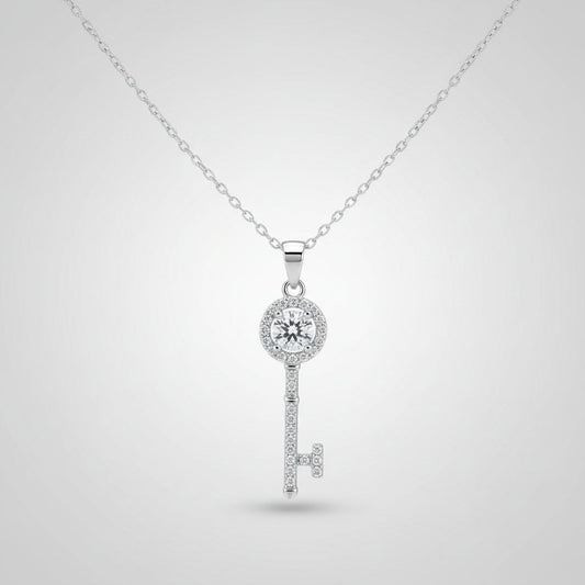 1/2 CT Moissanite Key Pendant Necklace
