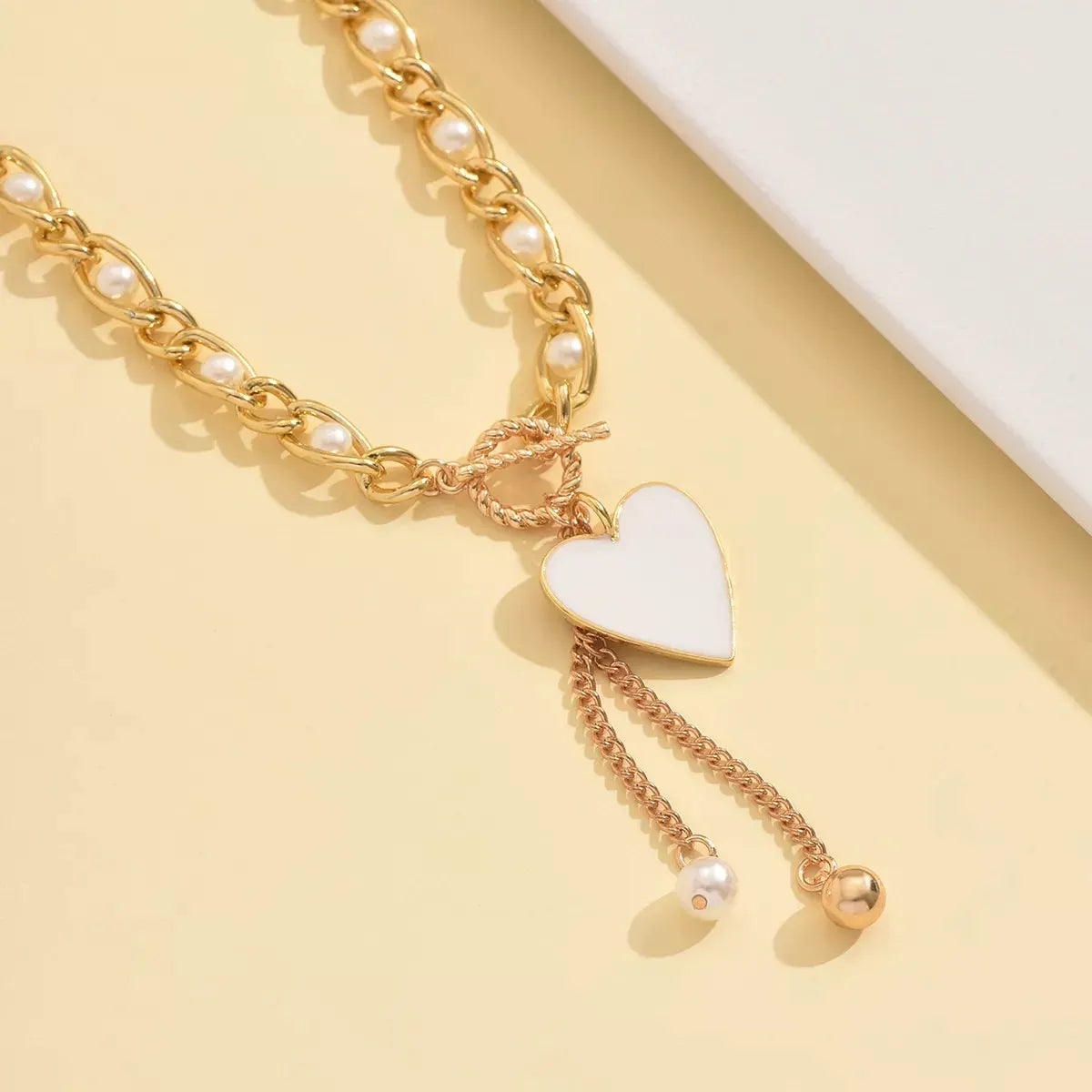 18K Gold-Plated Pearl Heart Necklace by Partner Labels