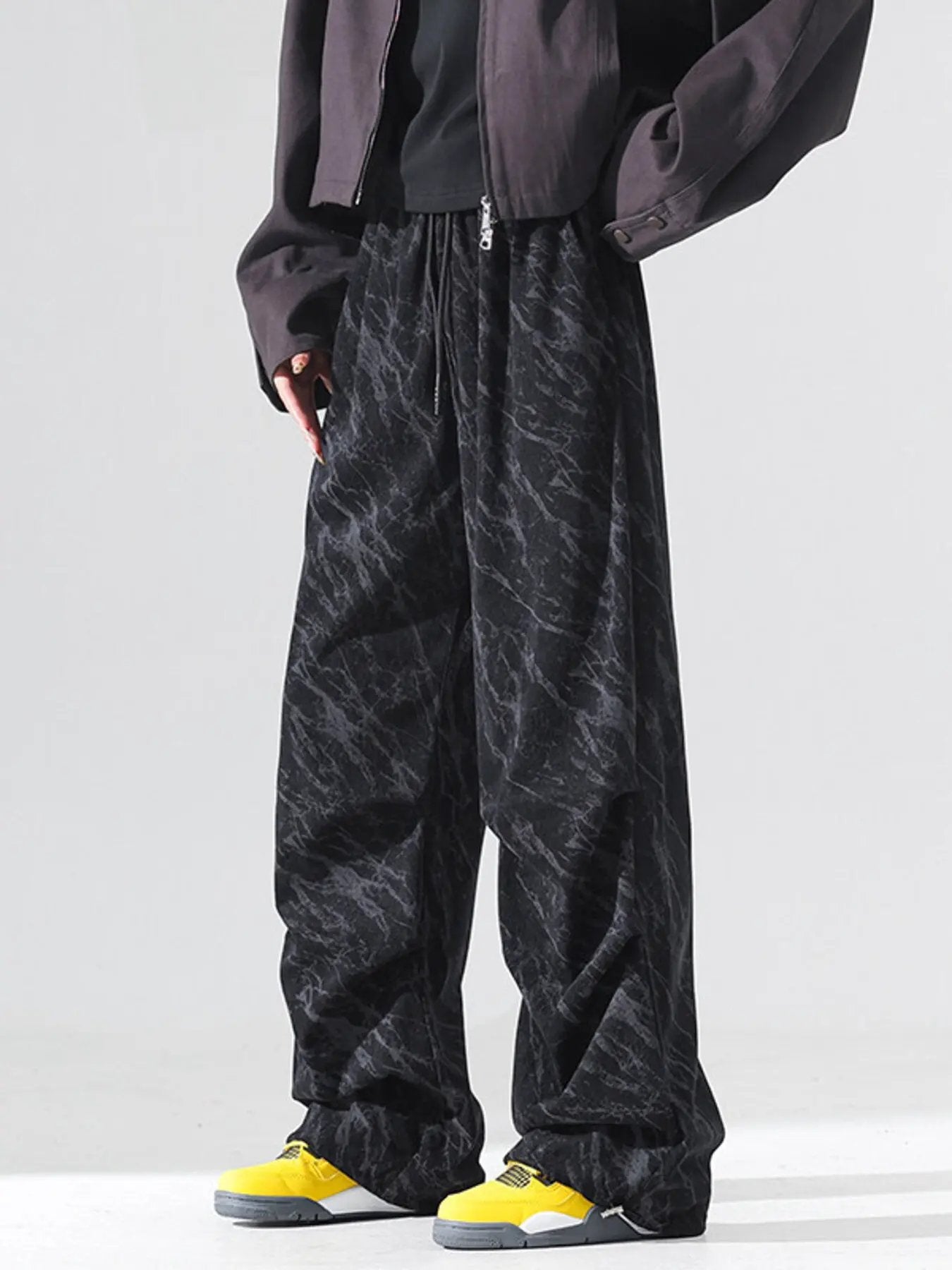 Men's Plus Size Vintage Wash Wide Leg Pants by Partner Label