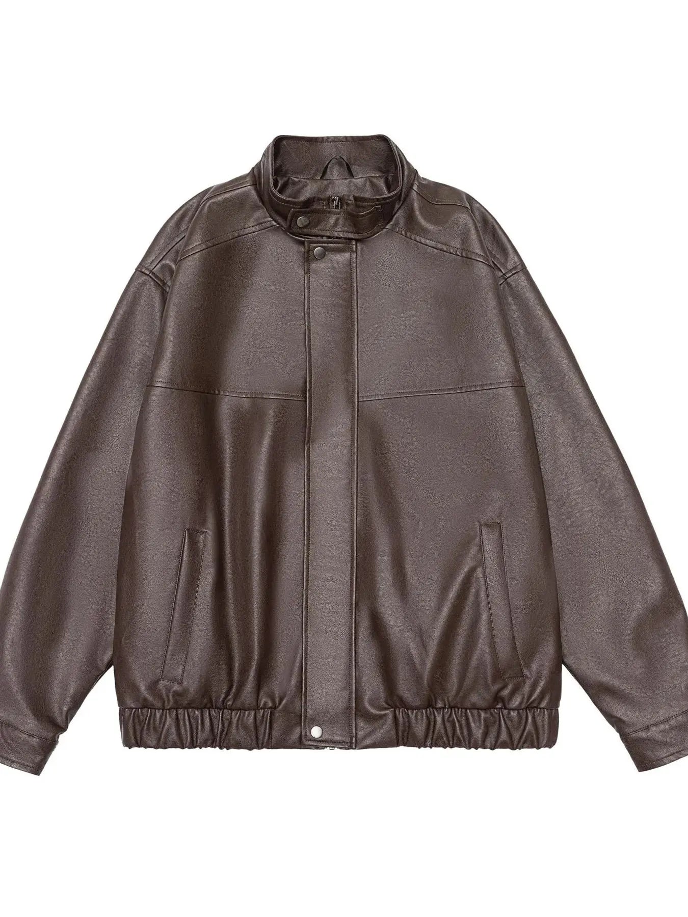 Men's Plus Size Zip Up Leather Bomber Jacket by Partner Label