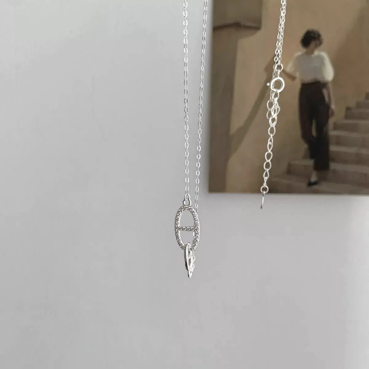 925 Sterling Silver Zircon Geometric Necklace by Partner Labels
