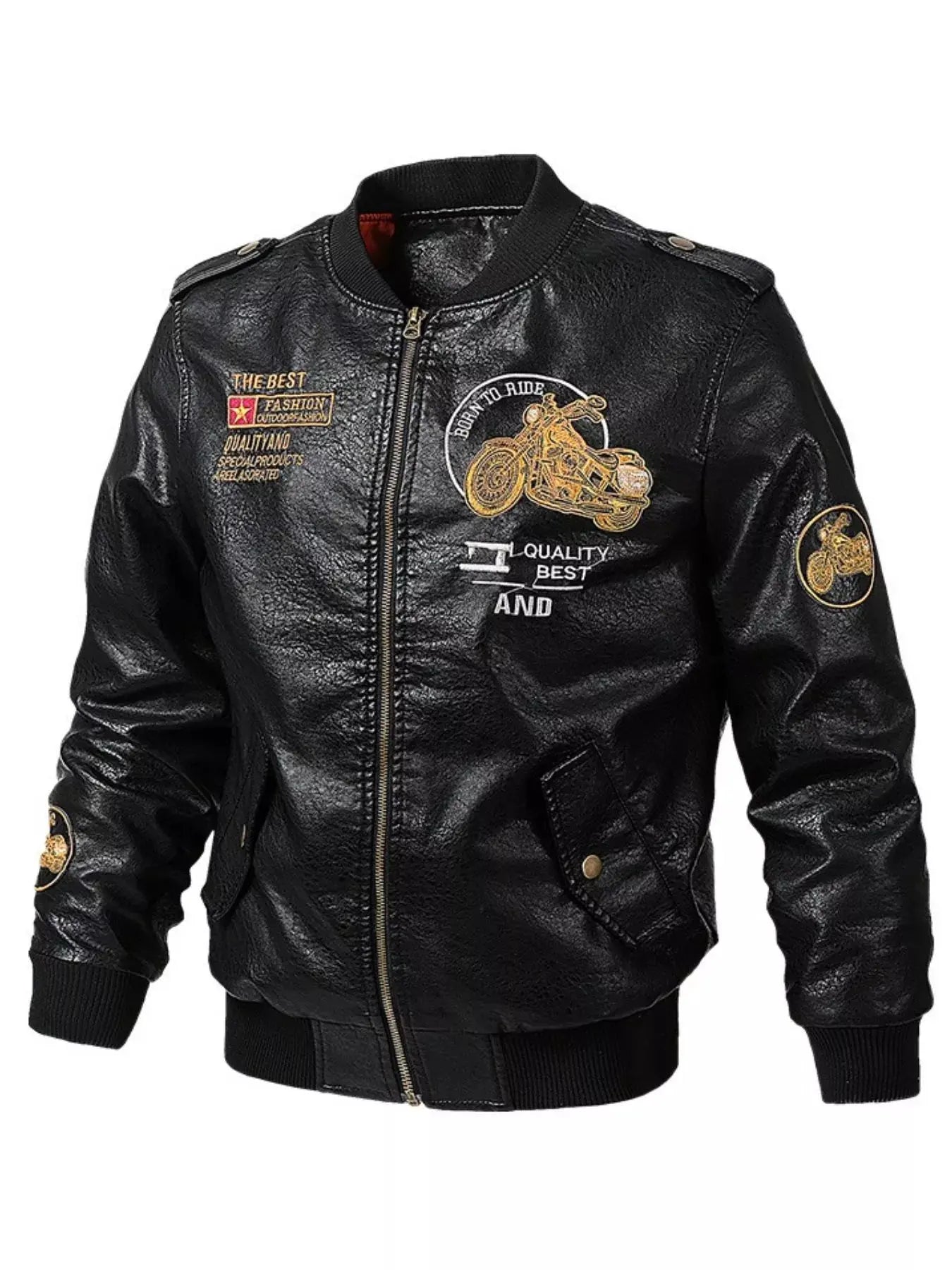 Men's Plus Size Zip Up Leather Jacket by Partner Label