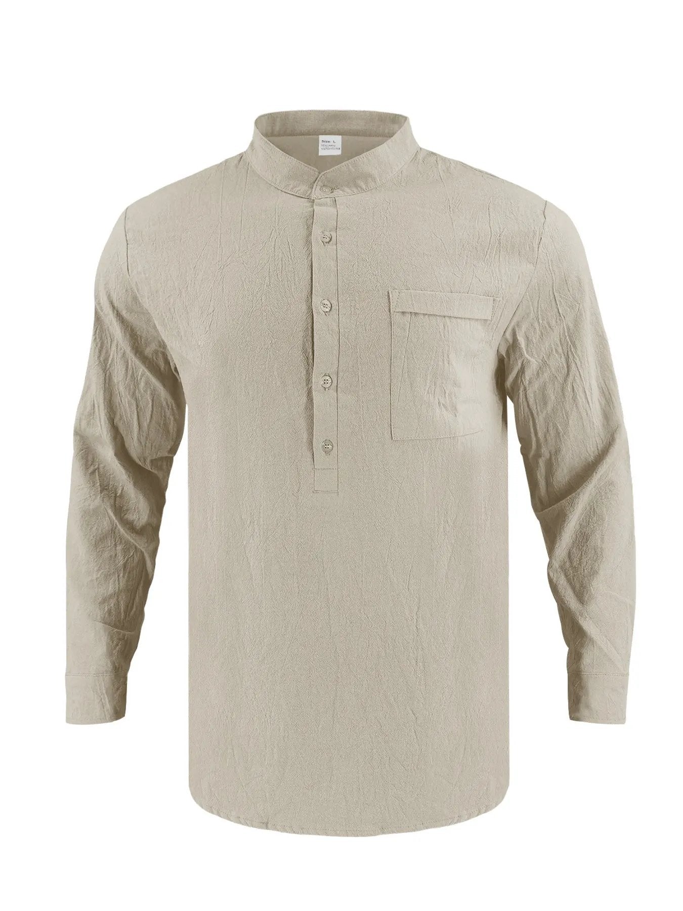 Men's Full Size Button Detail Long Sleeve Shirt Plus Size by Trendsi