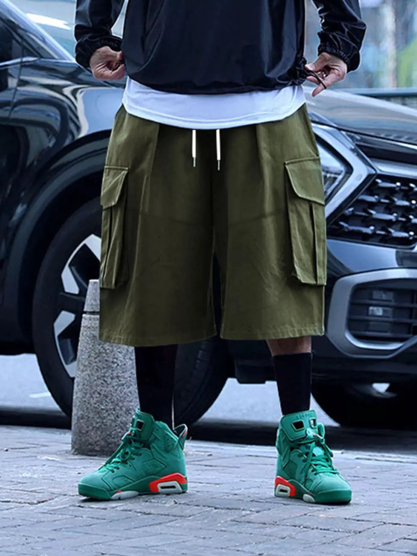 Men's Full Size Cargo Shorts with Drawstring Waist Plus Size by Trendsi
