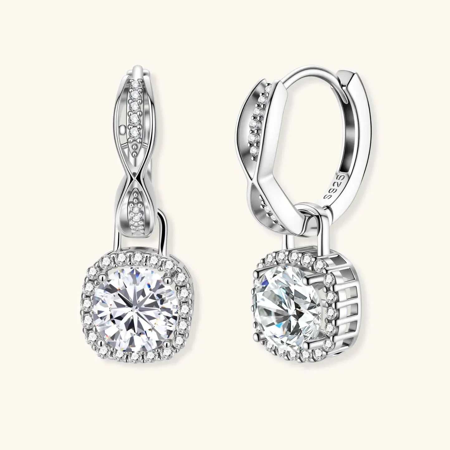 Twisted Infinity Halo Moissanite Earrings | Equanimity Essence by Equanimity Essence.