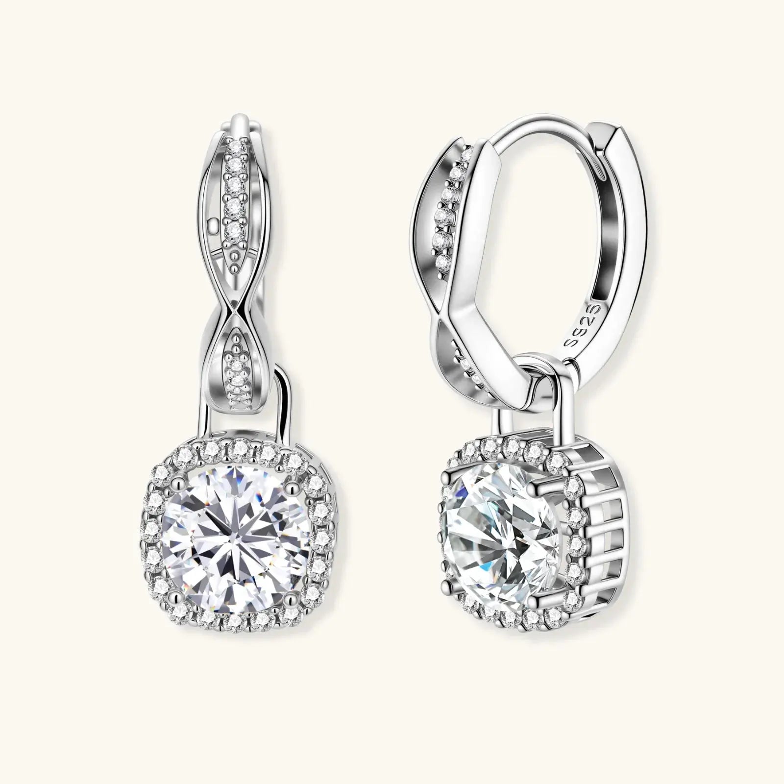 Twisted Infinity Halo Moissanite Earrings | Equanimity Essence by Equanimity Essence.