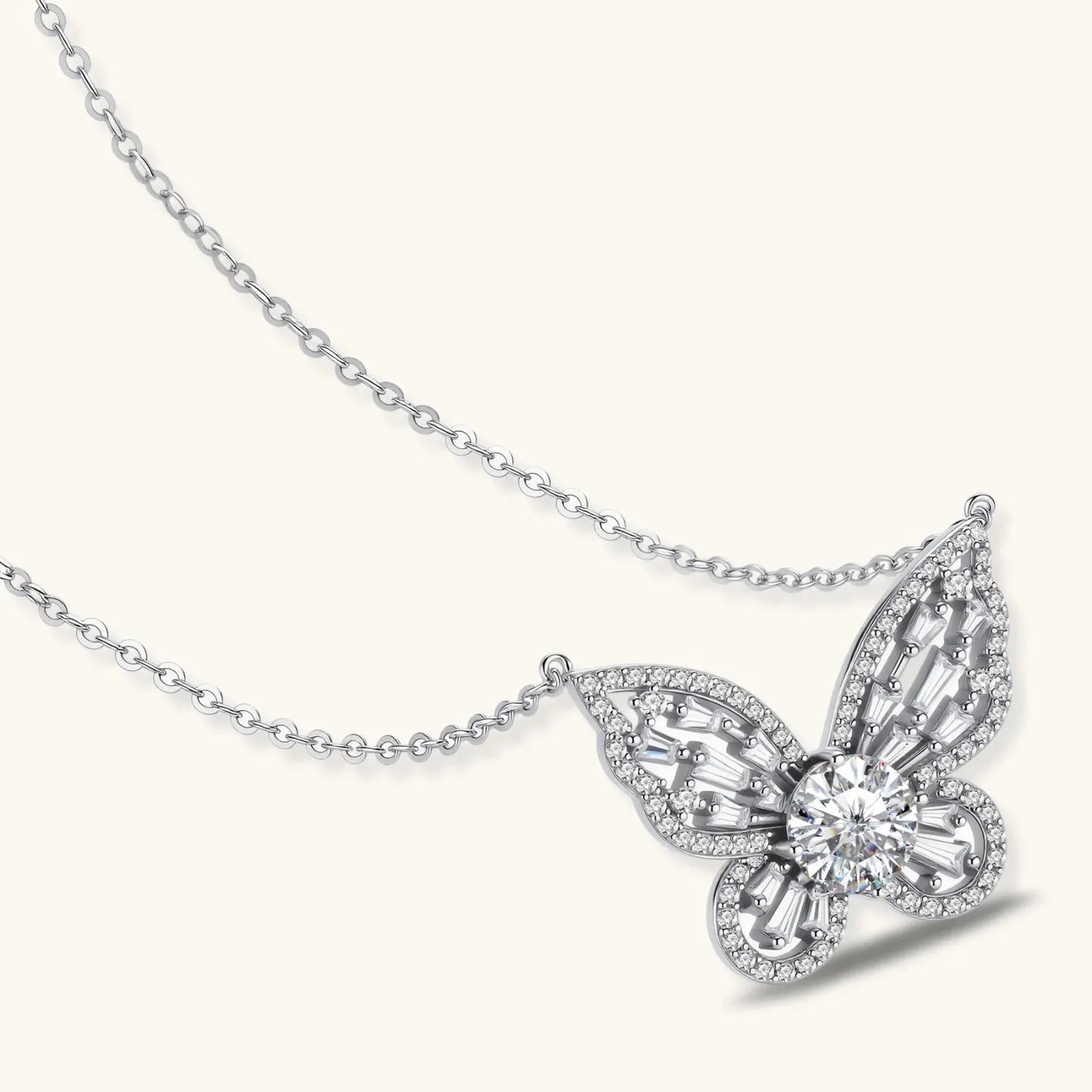 Radiant Butterfly Moissanite Necklace by Equanimity Essence.
