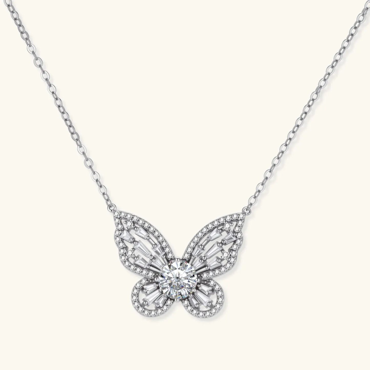 Radiant Butterfly Moissanite Necklace by Equanimity Essence.