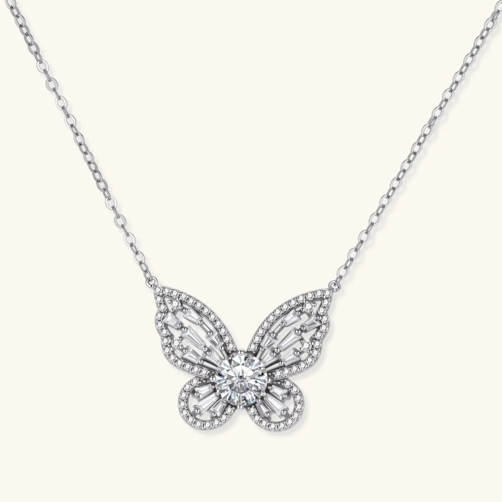 Radiant Butterfly Moissanite Necklace by Equanimity Essence.