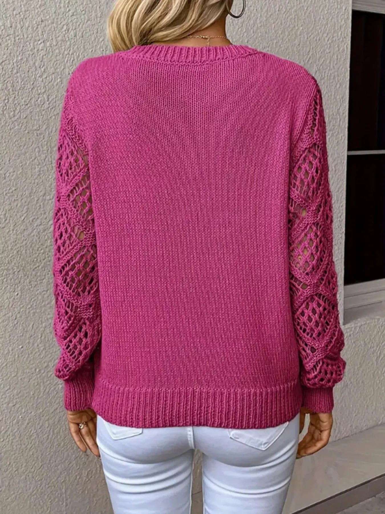 V‑Neck Hollow‑Out Sleeve Knit Sweater | Partner Labels Selection by Partner Label