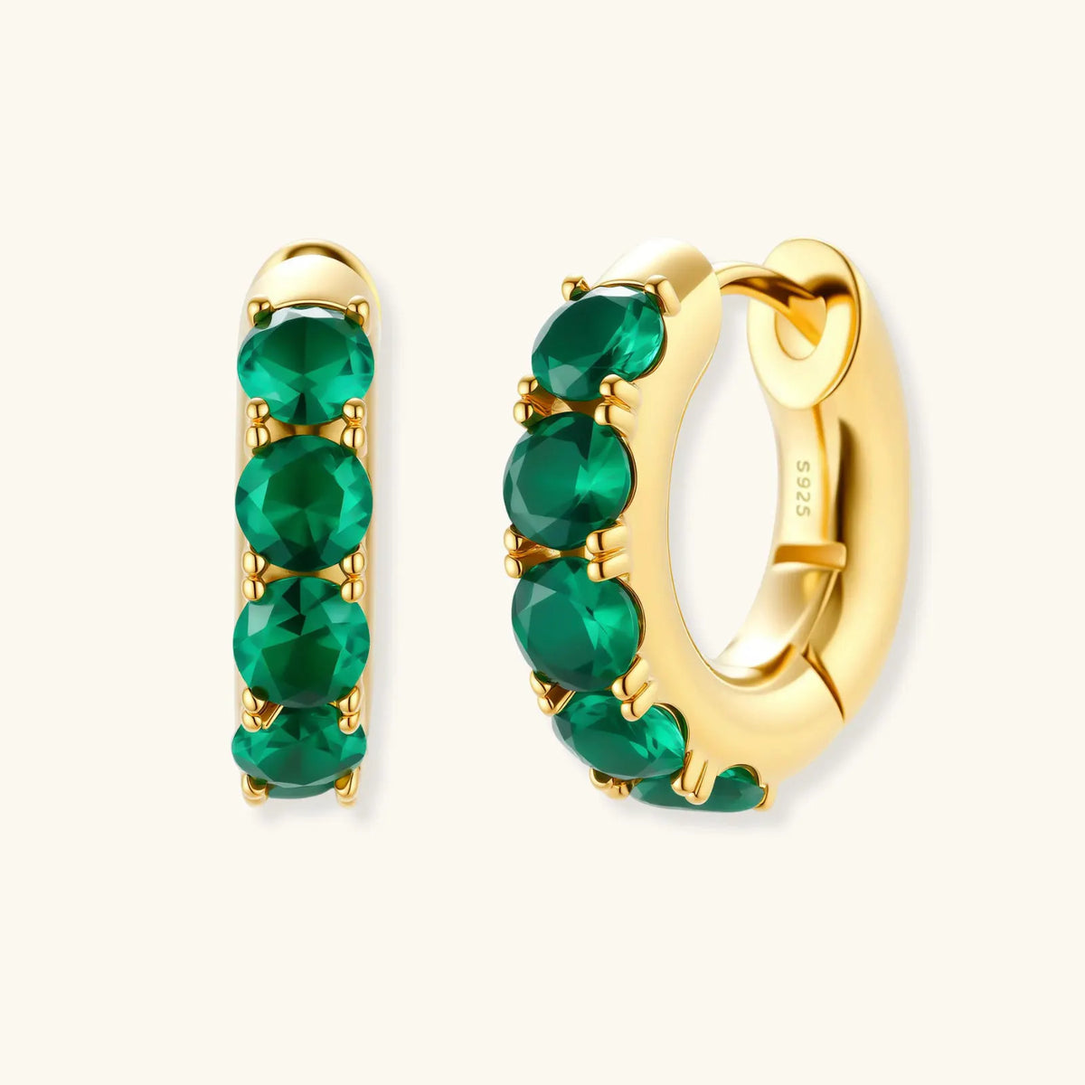 Emerald Huggie Hoops | Equanimity Essence by Equanimity Essence.