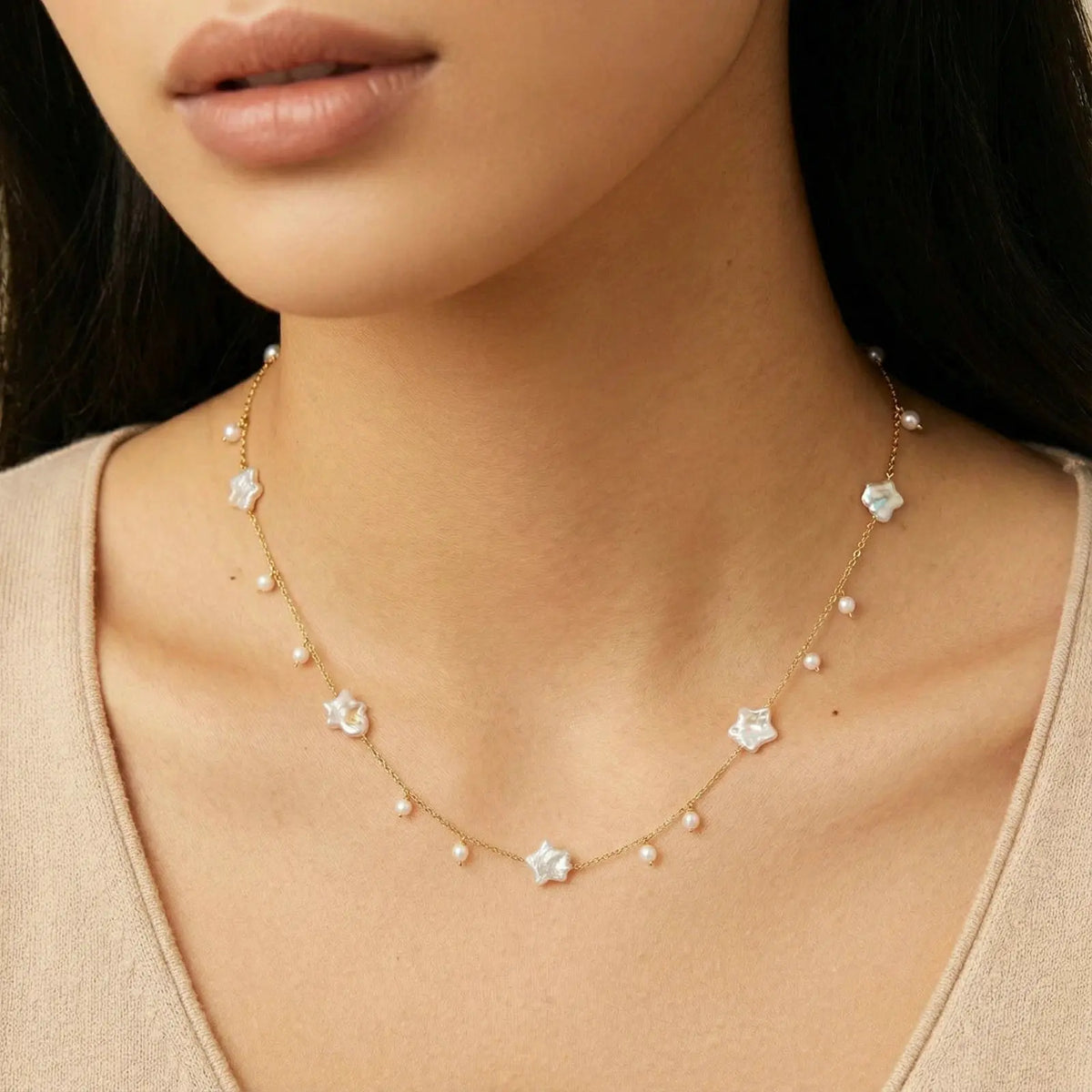 Celestial Pearl Stars Necklace | Equanimity Essence by Equanimity Essence.