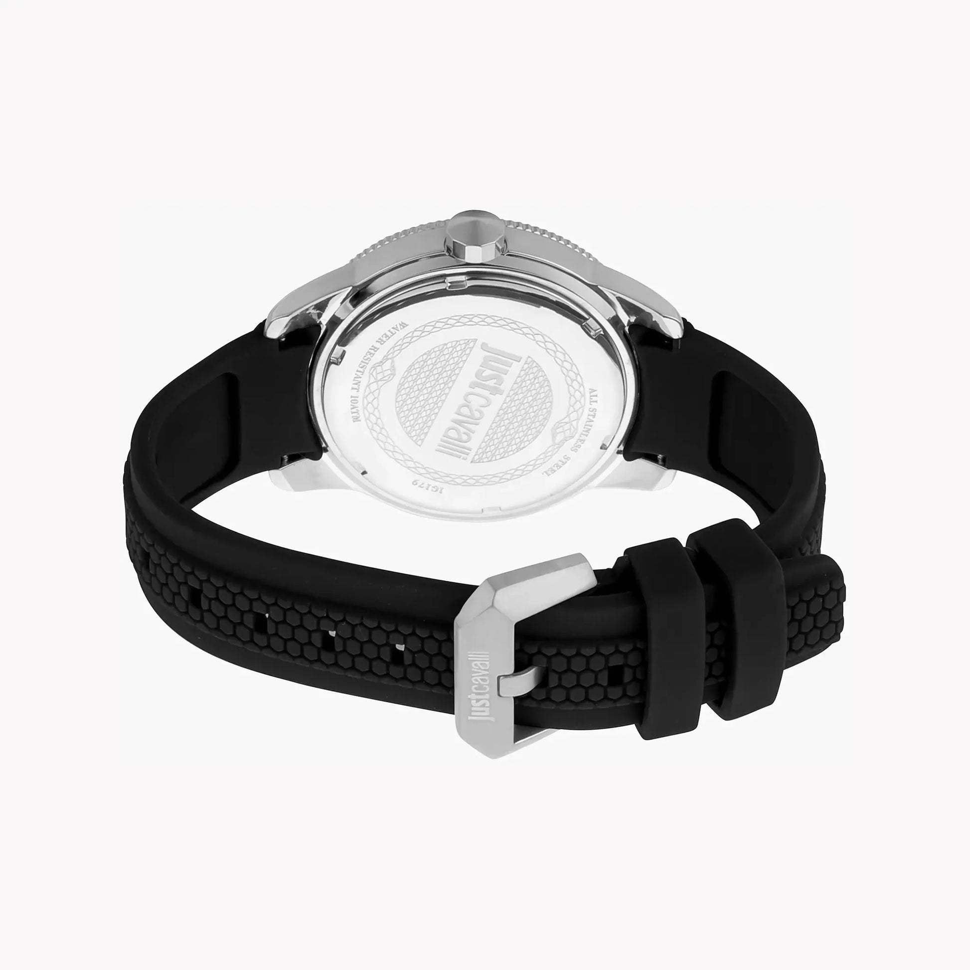 Just Cavalli Men's Black Silicone Watch, Silver Case | Jc1g179p0025 by JUST CAVALLI