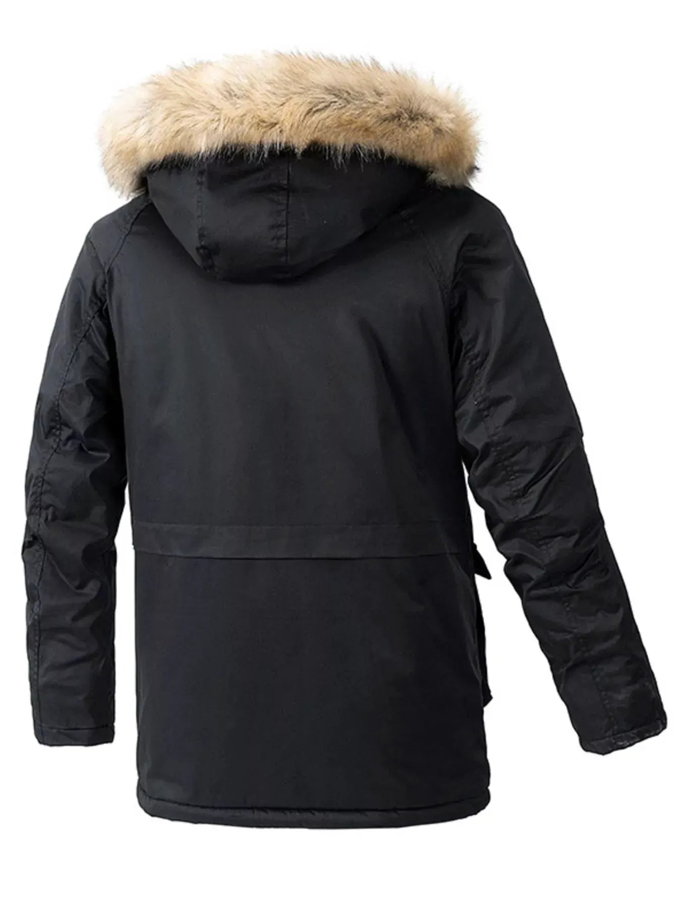 Men's Plus Size Fur Hooded Winter Parka Coat by Partner Label