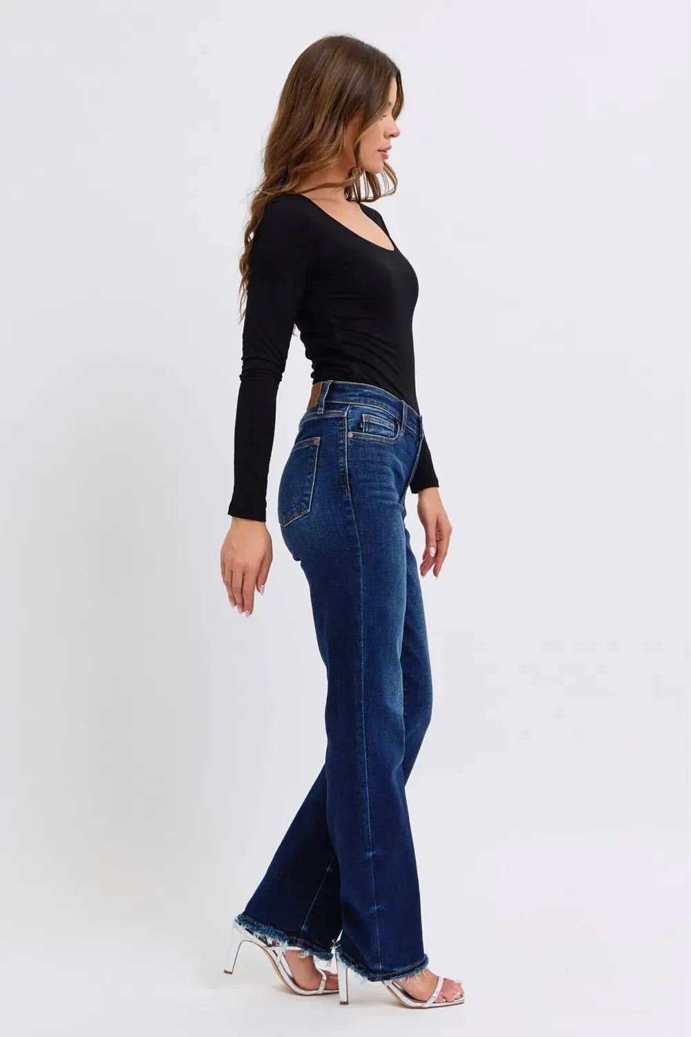Judy Blue Full Size Raw Hem Straight Leg Jeans by Judy Blue