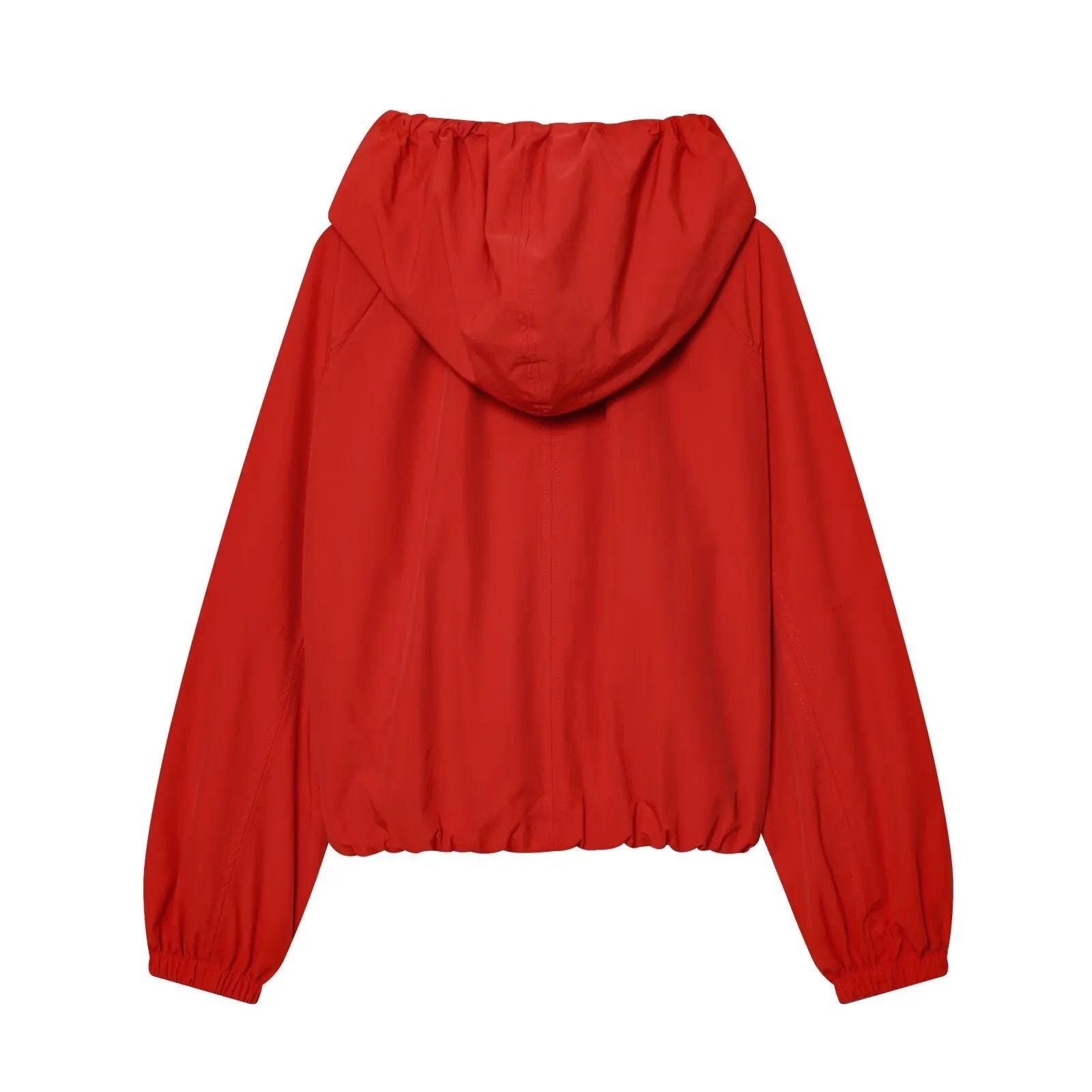 Women's Jacket Crimson Red Hooded Windbreaker BYMANYC ® New York SOHO RED DRAWSTRING WINDBREAKER - New Collection by BYMANYC ® New York